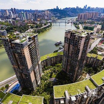 重庆在37楼俯瞰渝中半岛城市天际线江景两房普通公寓酒店提供图片
