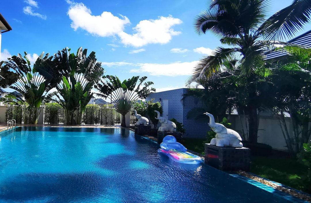 Big swimming pool garden villa